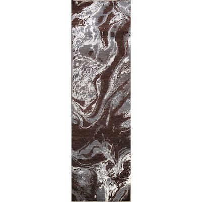 Wool/ Silk Modern Vegetable Dye Abstract Oriental Runner Rug Handmade - 3'0" x 12'3"