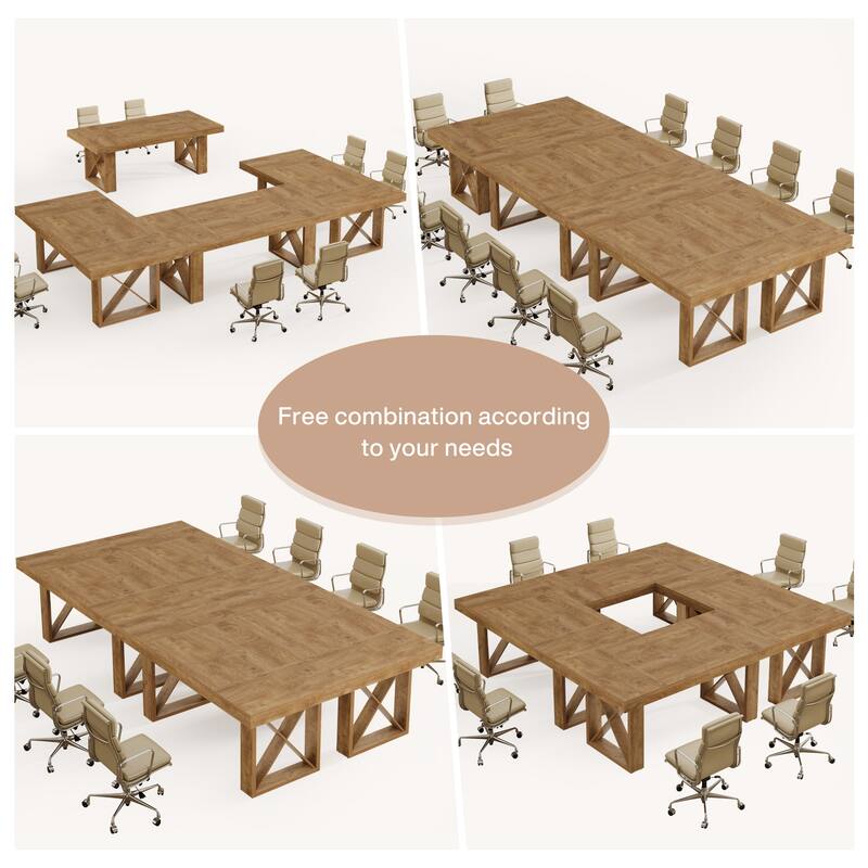 63-Inch Long Wood Conference Table, Simple Meeting Desk for Home Office & Small Team Gatherings