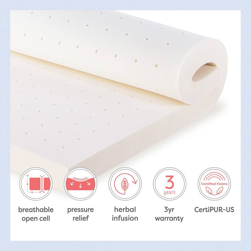 4 Inch Ventilated Memory Foam Bed Topper - Crown Comfort