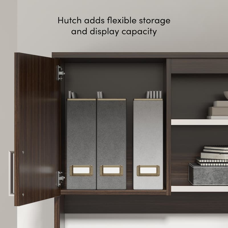 Bestar Ridgeley U-Shaped Office Desk with Cabinet and Hutch