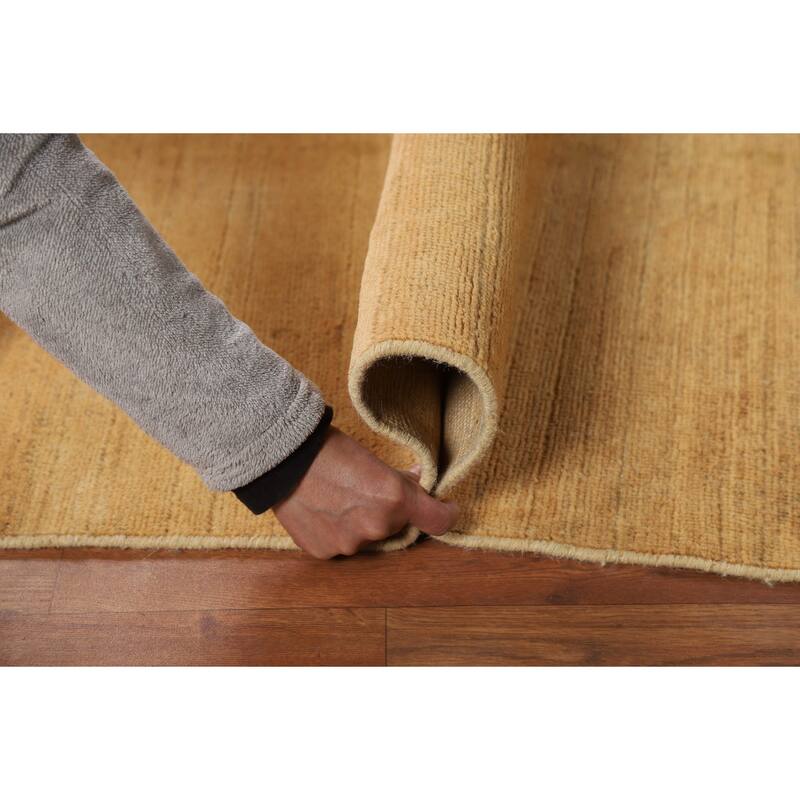 Yellow Modern Gabbeh Oriental Foyer Rug Hand-Knotted Wool Carpet - 3'4"x 4'11"