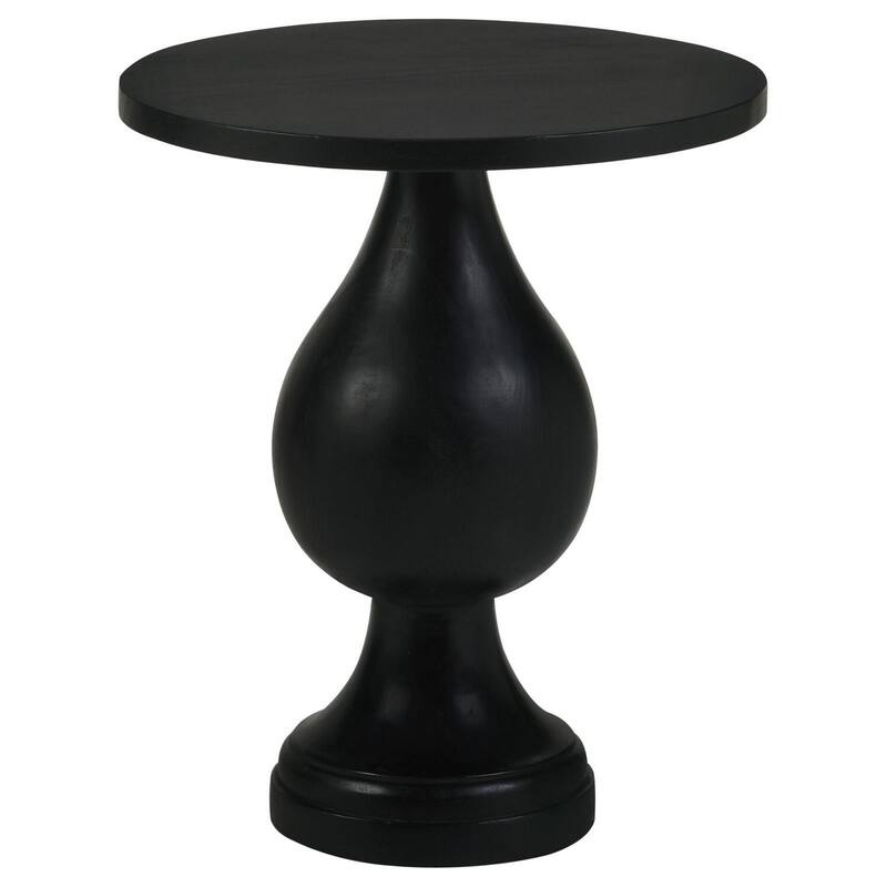 20.25 in. Black Round Wood End Table with Pedestal Base