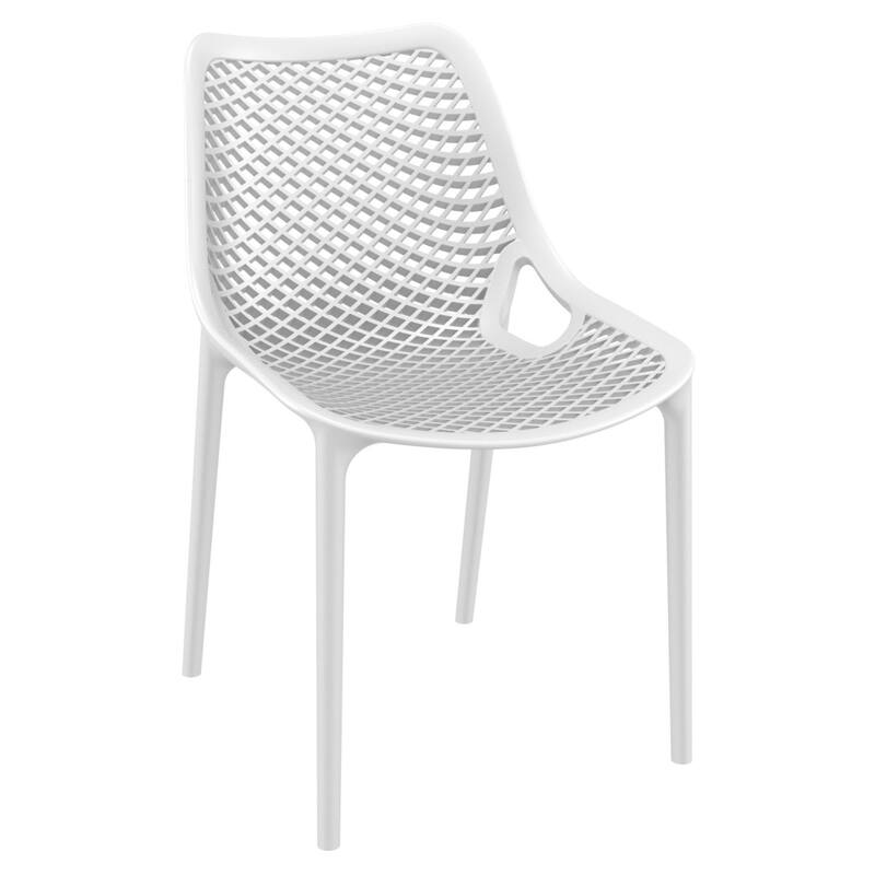 32.25" White Stackable Outdoor Patio Dining Chair