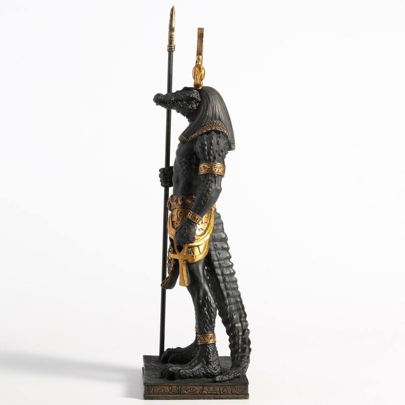 11.42 inches Height Polyresin Sobek - Egyptian God of the Nile Black and Gold Finish Figurine