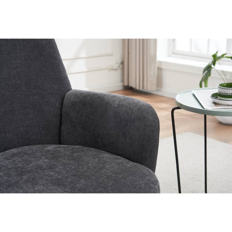 Dark Grey 29.3" Upholstered Swivel Barrel Chair