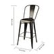 preview thumbnail 15 of 25, High Back Metal Barstool with Black/Brown Leather Cushion-Set of 4