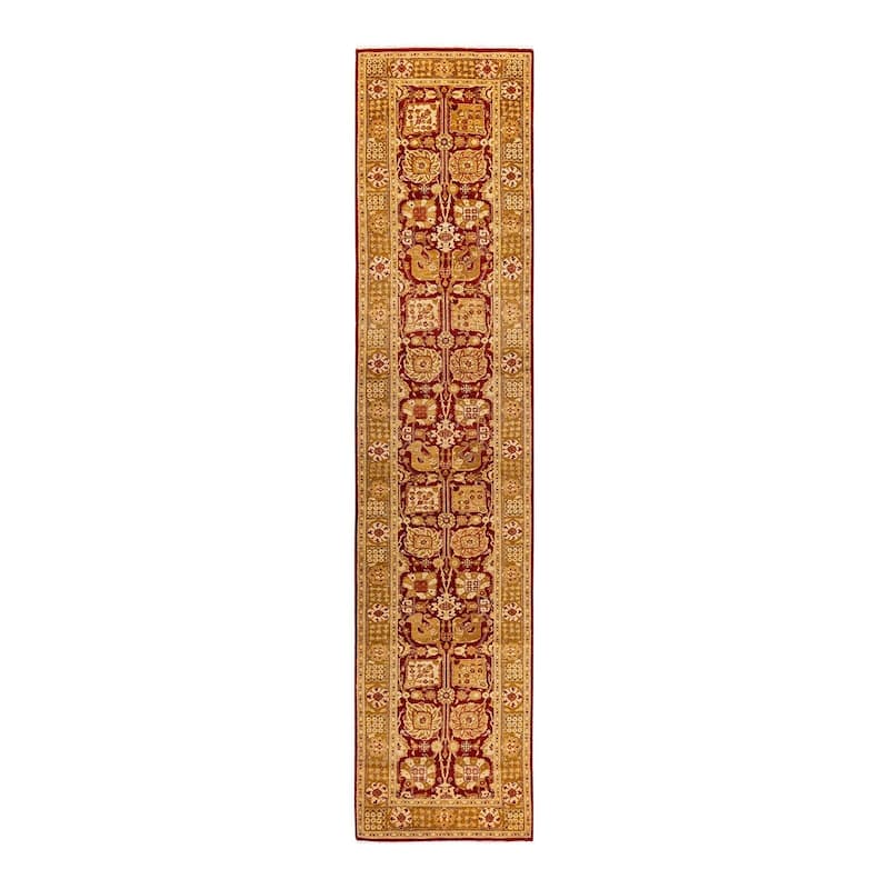 Overton Hand Knotted Wool Vintage Inspired Traditional Ottoman Red Runner Rug - 2' 7" x 12' 2"