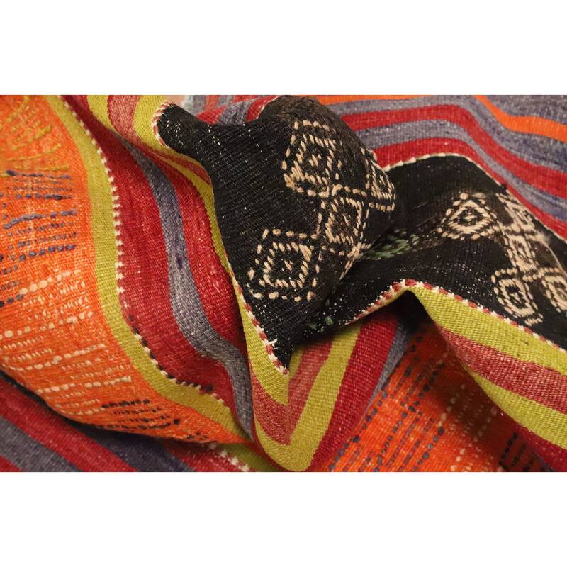 Hand Woven Oriental 100% Wool Carpet Southwestern Tribal Oranges & Rust Kilim Area Rug - 6' 9'' X 5' 10''