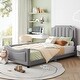 preview thumbnail 41 of 55, Casual Upholstered Daybed with Guardrail, Classic Headboard Footboard, Wood Slat Support Bed for Children Kids Platform Bed
