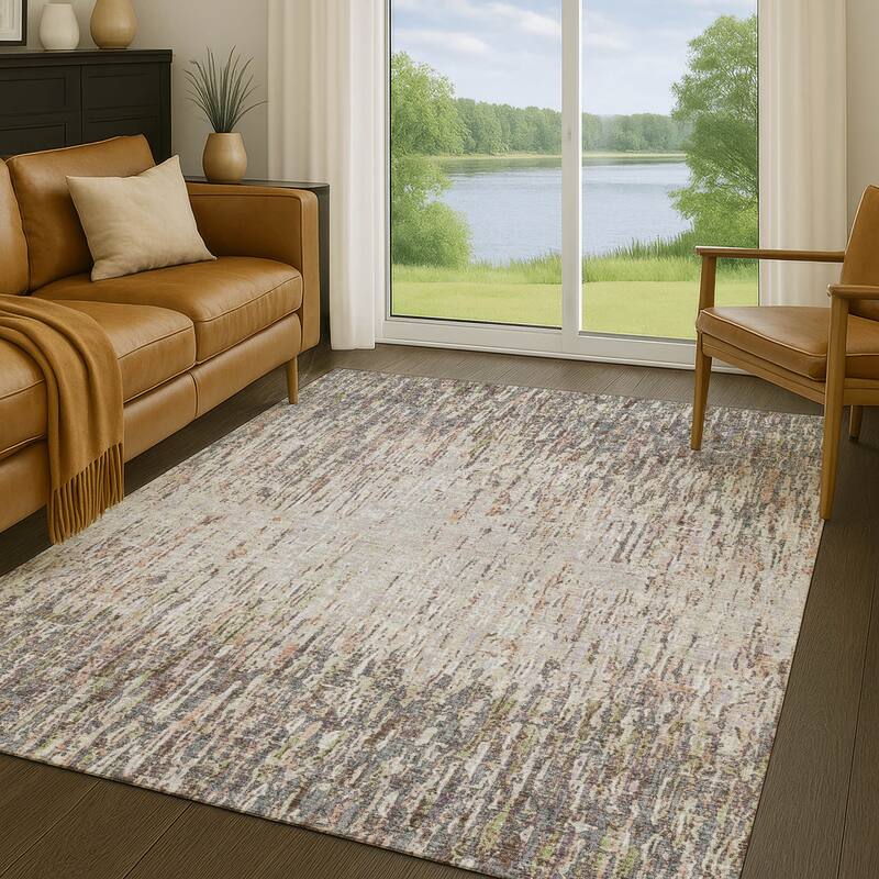 Machine Washable Indoor/ Outdoor Abstract Moxy Chantille Rug