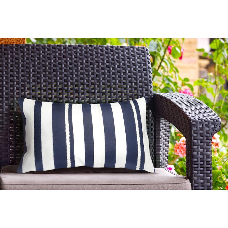 Liora Manne Visions II Marina Stripe Indoor/Outdoor Pillow Marine 12"X20" - Accent - 12" x 20" - Polyester - Navy