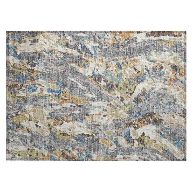 Machine Washable Indoor/ Outdoor Brushstrokes Chantille Rug