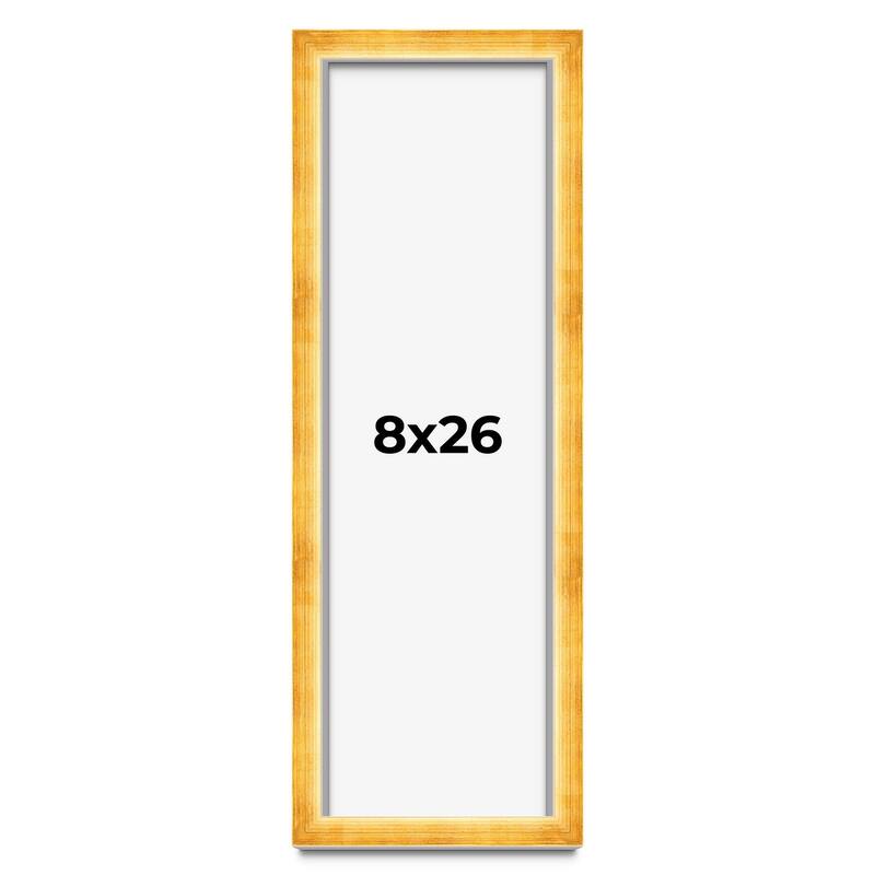 8x26 Shadow Box Frame Gold | 1.625 Inches Deep Real Wood Traditional