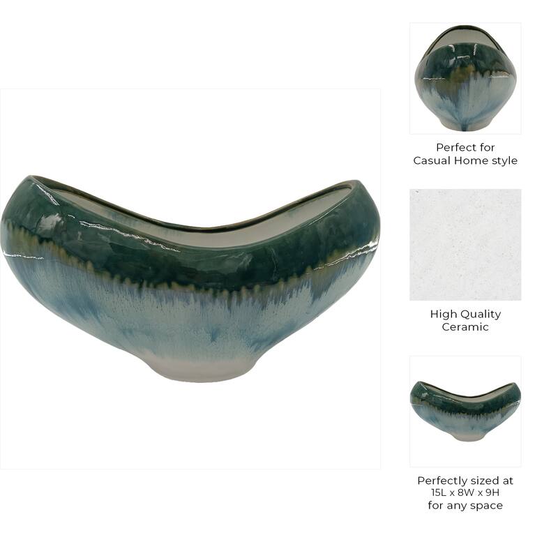 Ceramic Decorative Bowl with Sculptural Design and Glazed Finish