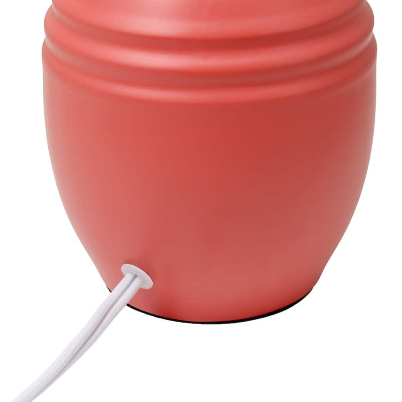 Ceramic Mini Jar Table Lamp with Fabric Drum Shade for Bedroom, Living Room - 6 x 6 x 13 in. (L x W x H)