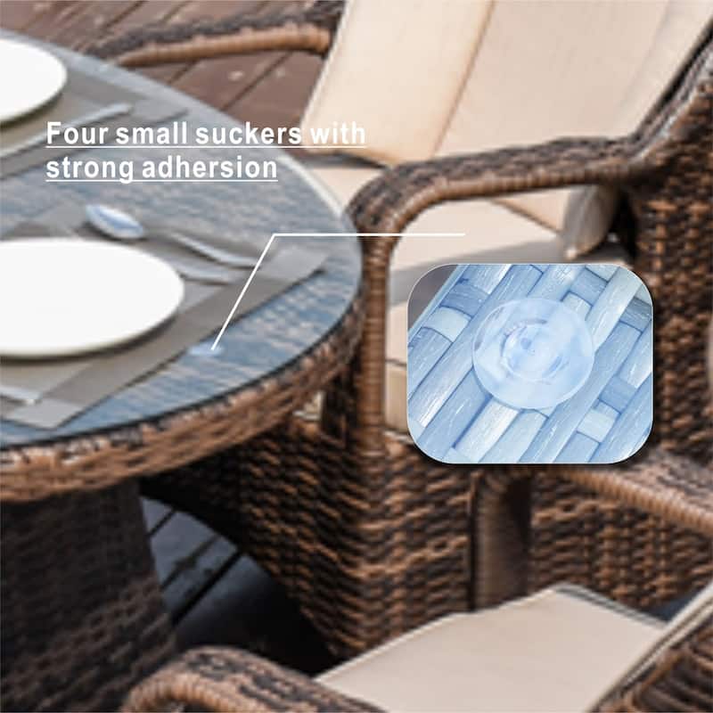 7-Piece Patio Wicker Dining Set with 6 Dining Chairs - N/A