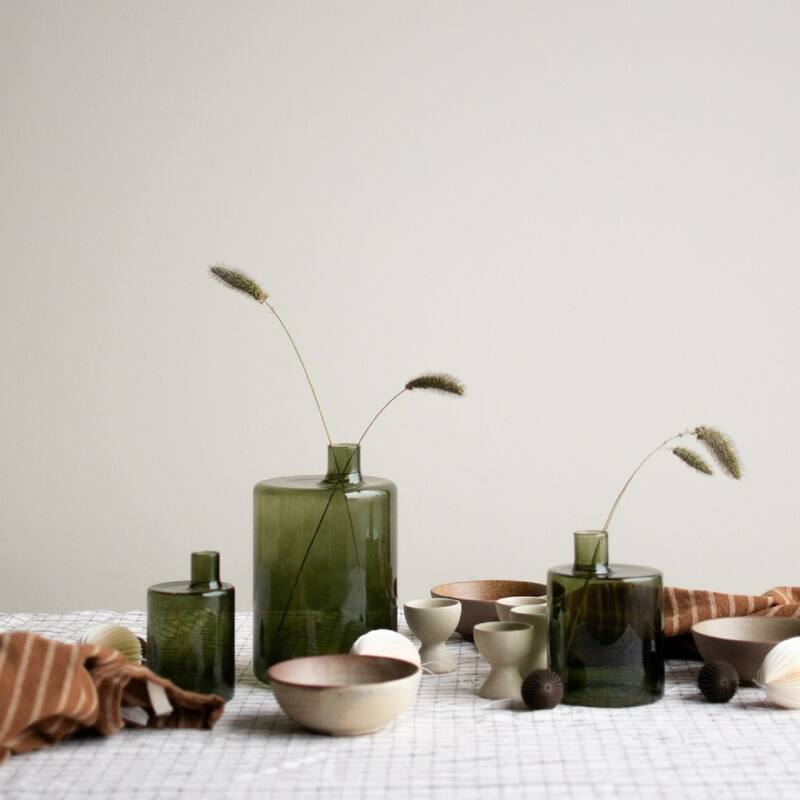 Extra Large Glass Bottle Vase - 8.25" - Green