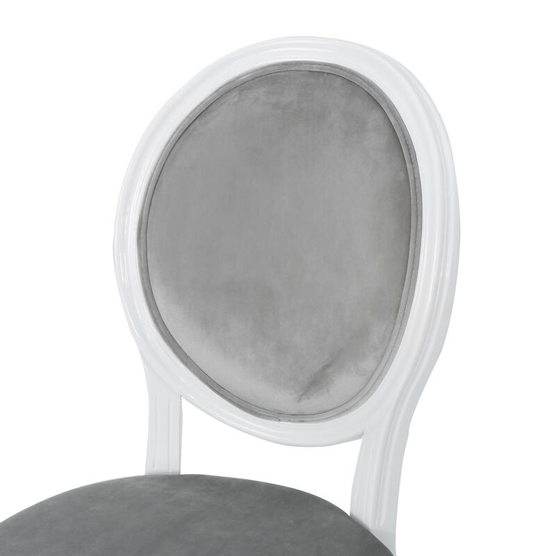 Set of 2 French Dining Chairs Grey Side Chair Round Back Accent Chairs