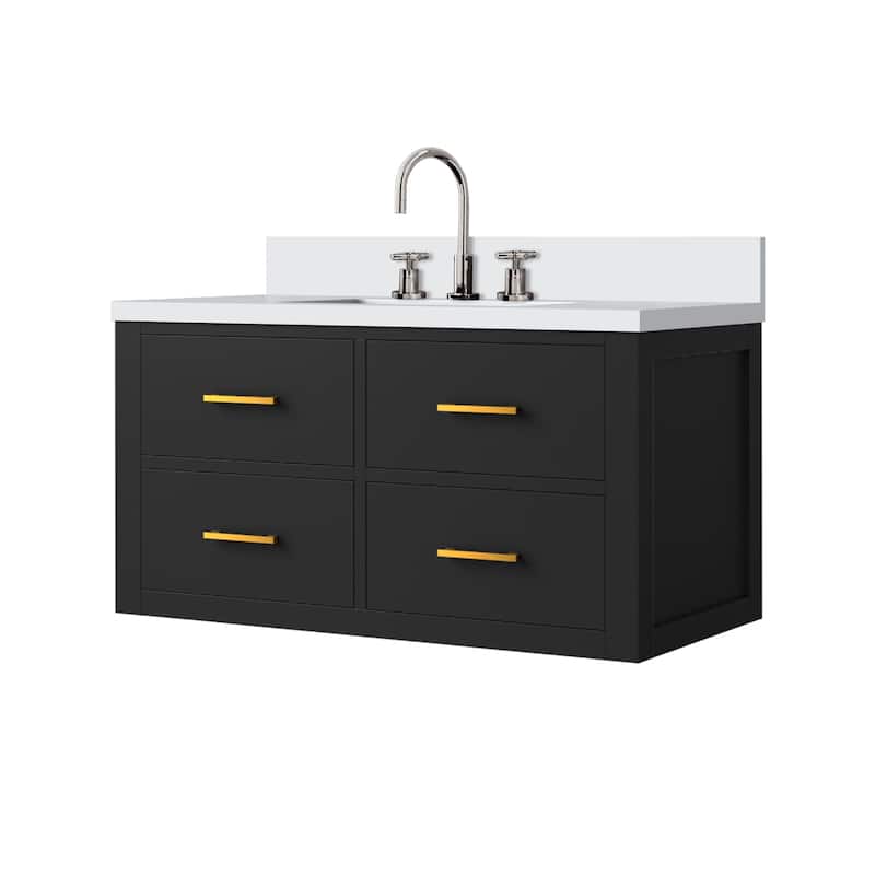 Castor Bath Vanity with Cultured Marble Top, Sink and Faucet