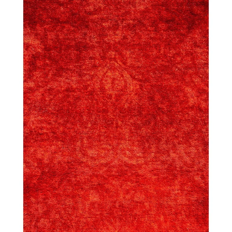 Overton Hand Knotted Wool Vintage Inspired Modern Contemporary Overdyed Red Area Rug - 4' 3" x 6' 1"