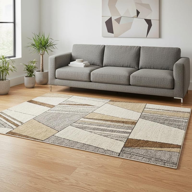 HomeRoots Geometric Modern Rectangle Area Rug - 5' X 8' - 5' X 8'