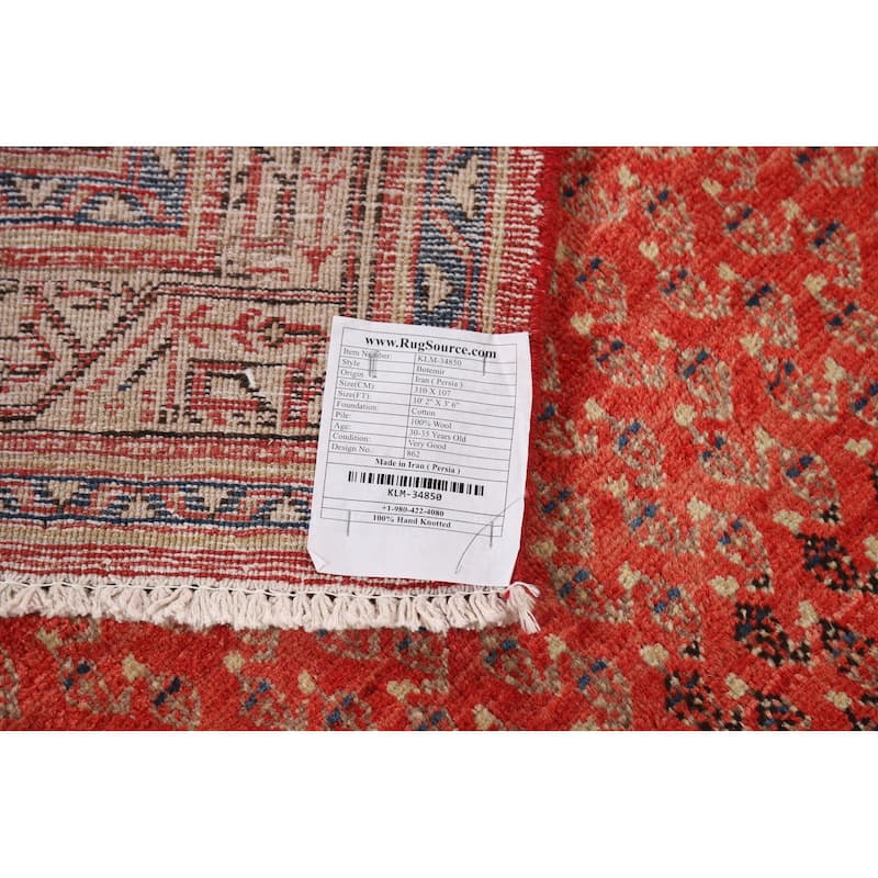 All-Over Boteh Botemir Persian Runner Rug Handmade Wool Carpet - 3'6" x 10'2"