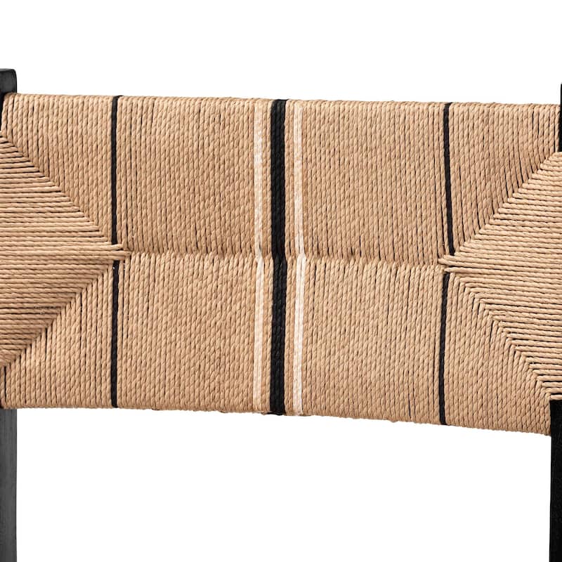 Prita Bohemian Paper Loom and Mahogany Wood 2-Piece Bar Stool Set