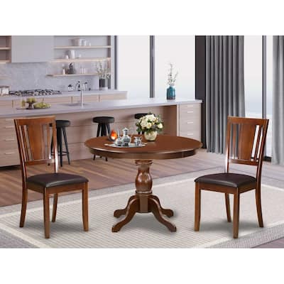 3-Piece Mahogany Finish Solid Wood Top - Dining Room Set - Seats 4