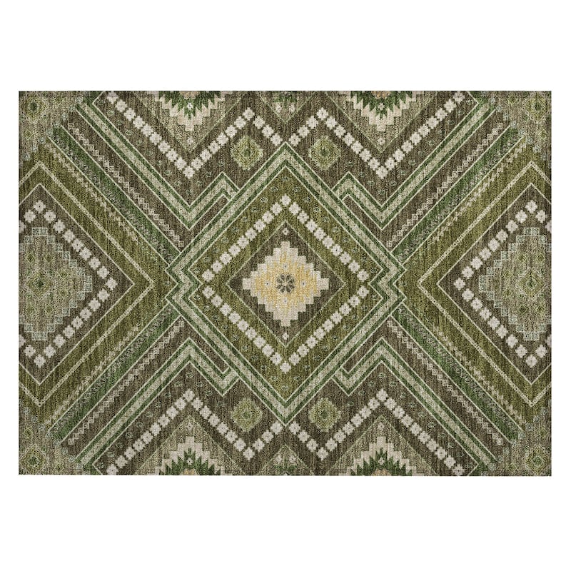 Machine Washable Indoor/ Outdoor Global Boho Chantille Rug