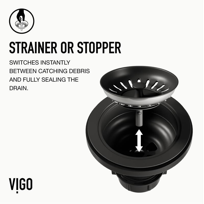 VIGO 3.5" W Kitchen Sink Drain Assembly with Strainer and Basket Stopper