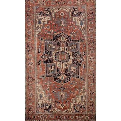 Hand Knotted Oriental 100% Wool Carpet Traditional Medallion Oranges & Rust Heriz (serapi) Area Rug - 14' 3'' X 10' 2''