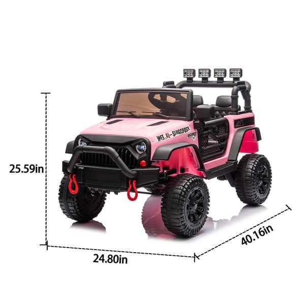 dimension image slide 2 of 5, 24V Kids Ride-On Car with 400W Motor, Remote Control, Bluetooth, Four-Wheel Suspension, and Safety Belt