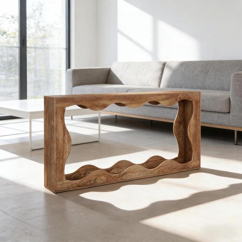 Vintage Narrow Console Table - Wave Design Entryway and Tea Table