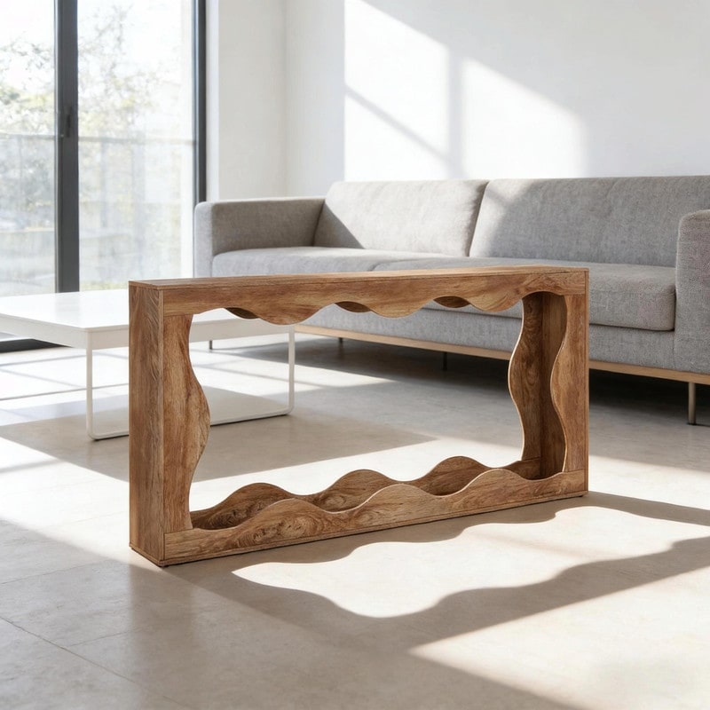 Vintage Narrow Console Table - Wave Design Entryway and Tea Table