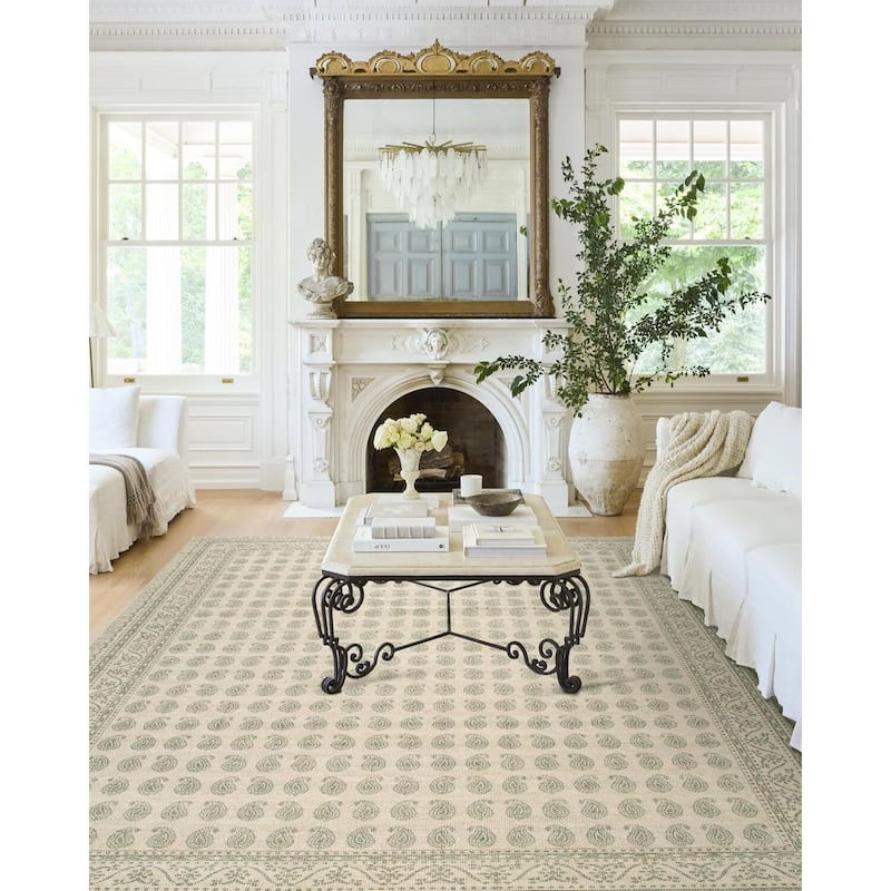 Nabela Noor Home x Livabliss Alo Traditional Area Rug - 7'10" x 10' - Medium Green