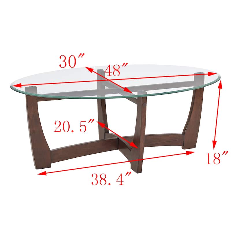 48-Inch Oval Tempered Glass Coffee Table - Modern Centerpiece for Living Spaces‌