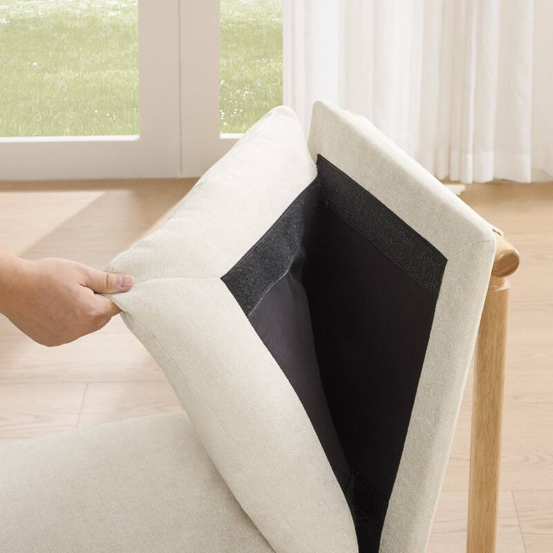 Spruce & Spring Mid-Century Modern Solid Wood Dining Chair with Tufted Cushion