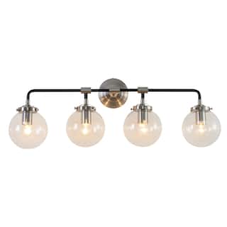 Industrial 4 Light Silver and Black Metal Wall Sconce