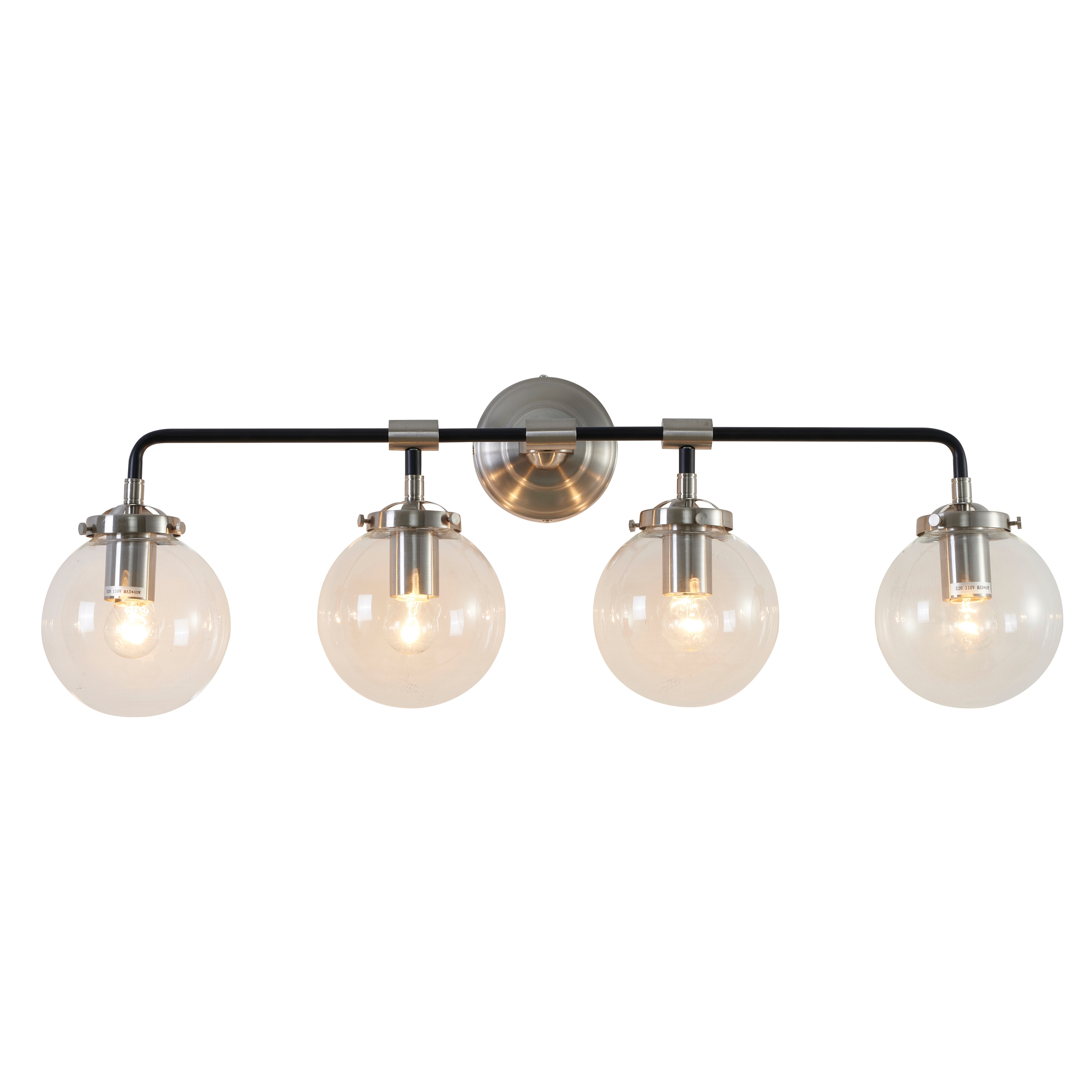 Industrial 4 Light Silver and Black Metal Wall Sconce
