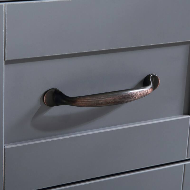 30 Inch MDF Freestanding Bathroom Vanity Set in Gray with Wood Top and Ceramic Sink and Faucet