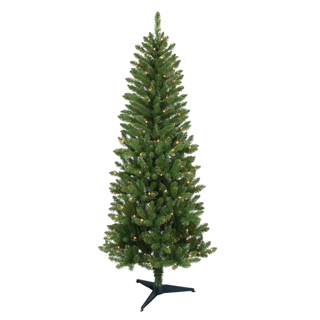 Pre-lit Slim Carson Pine Artificial Christmas Tree - 4’ - Clear Lights - 4 Foot