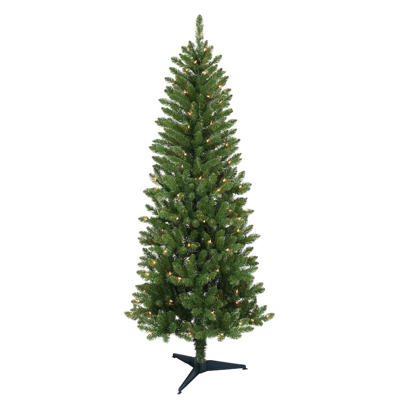 Pre-lit Slim Carson Pine Artificial Christmas Tree - 6’ - Clear Lights - 6 Foot