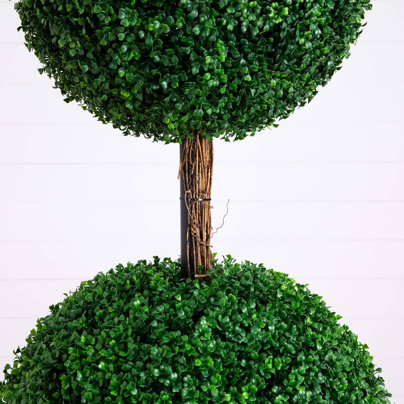 7-ft UV Resistant Artificial Triple Ball Boxwood Topiary Tree - Green