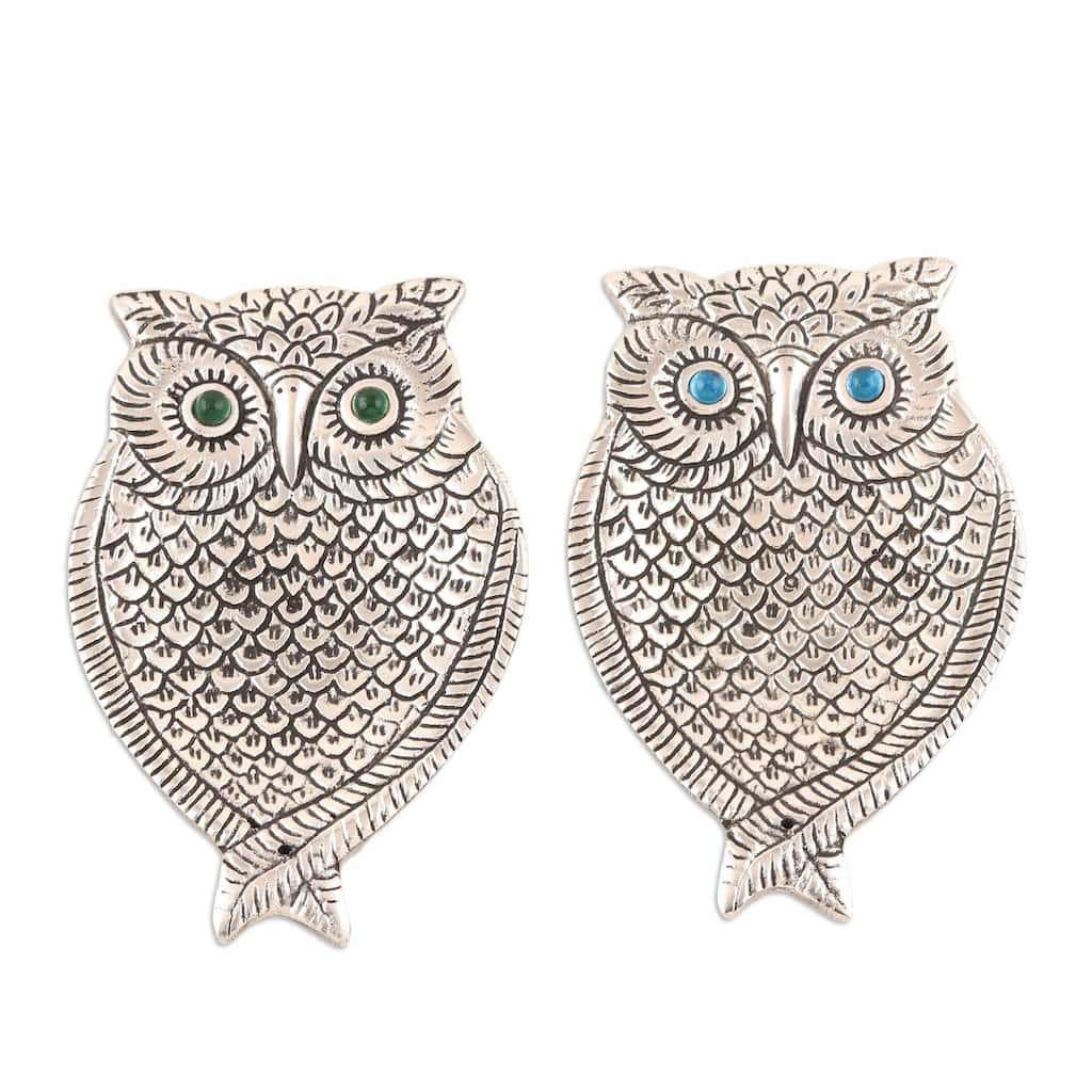 Novica Handmade Wise Owl Aluminum Incense Holders (Pair)