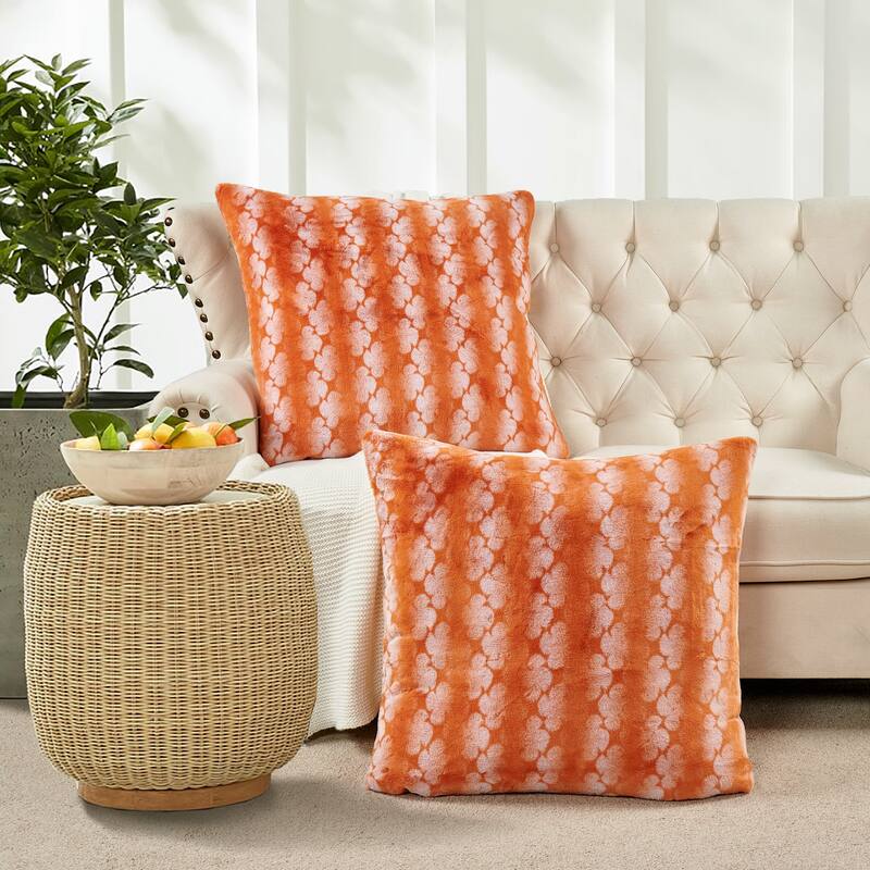Serenta Ballys FauxFur 2 Piece Pillow Shell Set - Orange - Euro Square