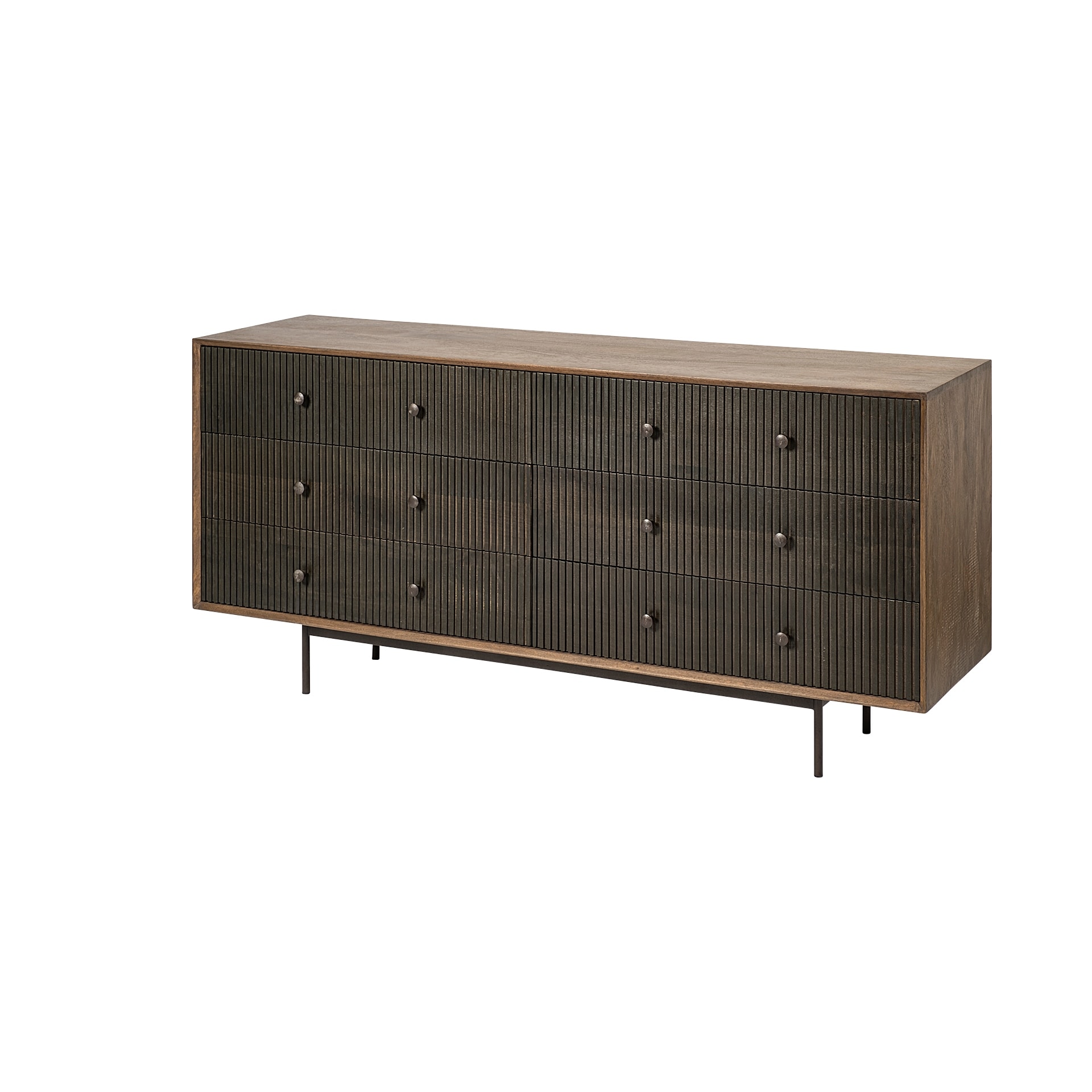 Mercana Grace 70×18 Two-Tone Brown Solid Wood 6 Drawer Sideboard