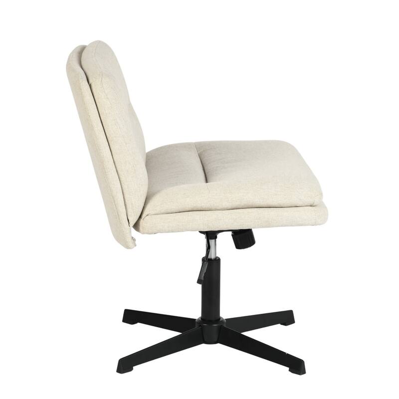 HomyLin Swivel Armless Office Desk Chair, Modern Fabric Padded Vanity Chair