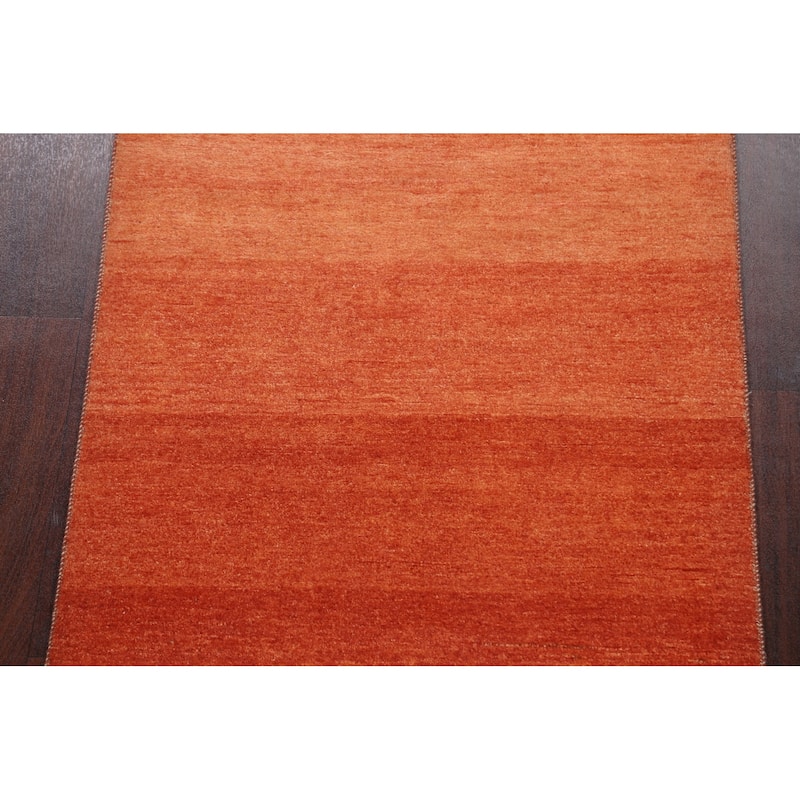 Modern Striped Oriental Gabbeh Kashkoli Runner Rug Wool Handmade - 3'2" x 15'7"
