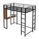 preview thumbnail 6 of 18, Black Twin Metal Loft Bed with Ladder, Fence & Desk