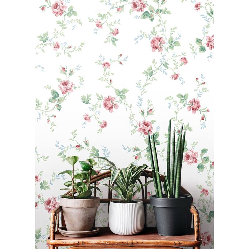 Seabrook Designs Meadow Floral Trail Prepasted Wallpaper